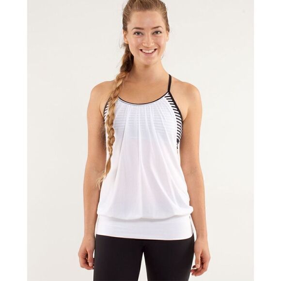 Lululemon No Limits Tank White / Classic Stripe Black White / Black - Picture 1 of 7